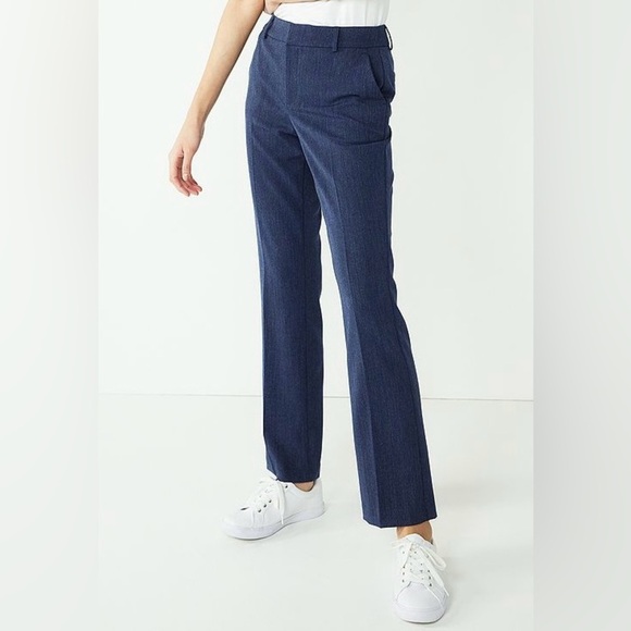 NWT Women’s Nine West Barely Bootcut Heather Navy Pants Size 6 - Picture 1 of 10